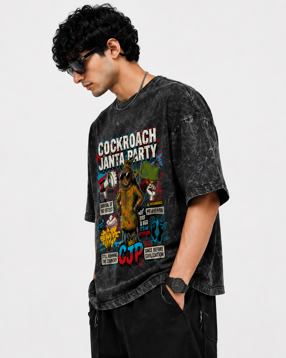 Cockroach Janta Party Printed Oversized T-Shirt