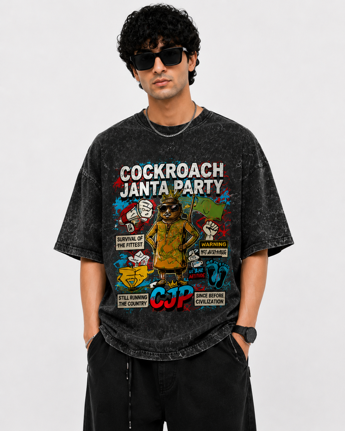 Cockroach Janta Party Printed Oversized T-Shirt